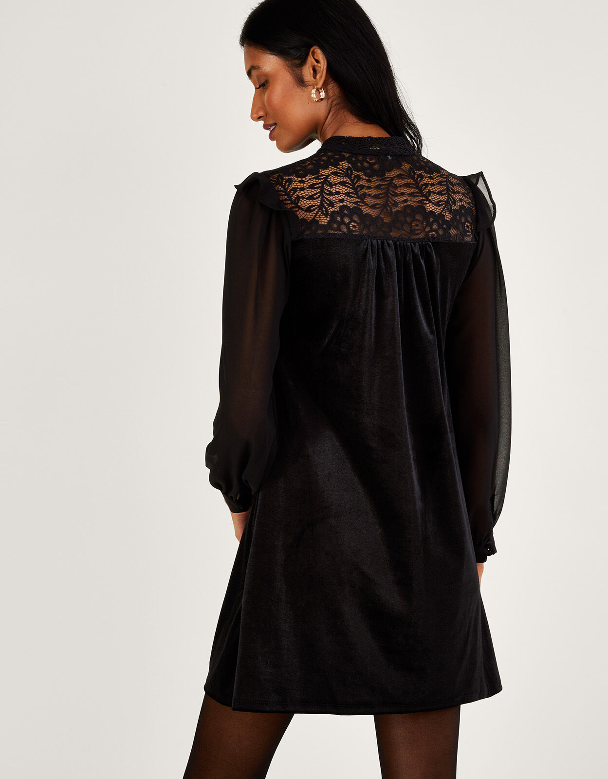 Val Victoriana Velvet Tunic Dress Black