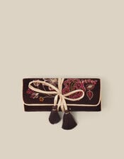 Floral Embroidered Velvet Jewellery Storage Roll , , large
