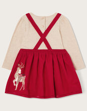 Baby Sequin Corduroy Reindeer Pinafore Set, Red (RED), large