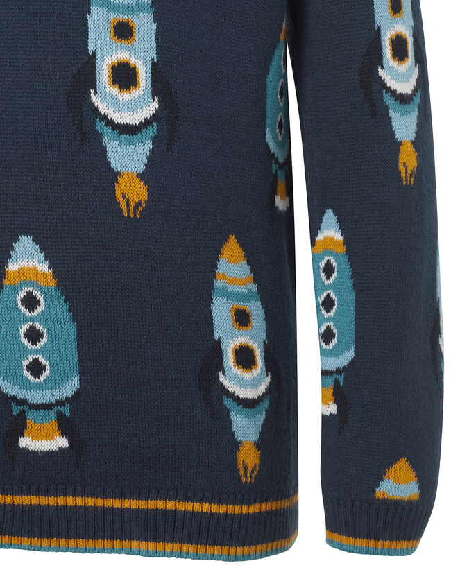 Rocket Knit Jumper in Organic Cotton, Blue (NAVY), large