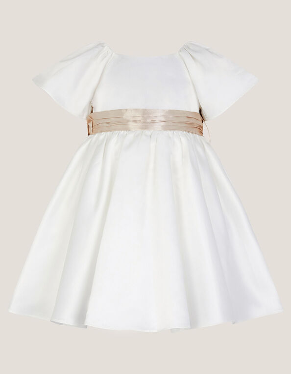 Baby Angelica Satin Bow Dress, Ivory (IVORY), large