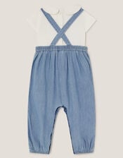 Baby T-Shirt & Unicorn Chambray Dungarees Set, Blue (BLUE), large