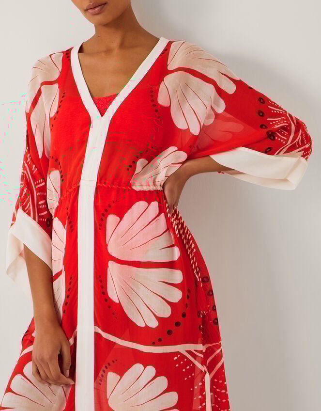 Nara Leaf Print Kaftan, Orange (RUST), large