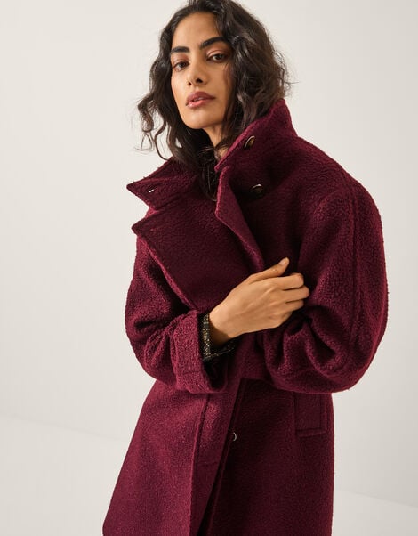 Freya Boucl&eacute; Coat, Red (BURGUNDY), large