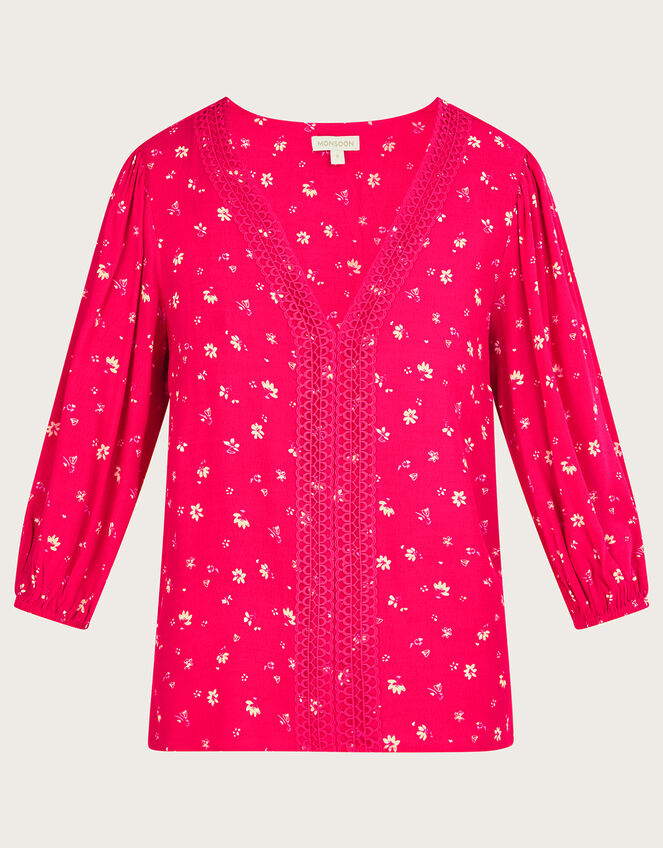 Dani Print Top with LENZING™ ECOVERO™ , Red (RED), large