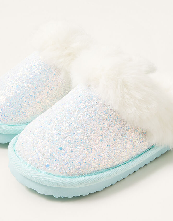 Glitter Faux Fur Slippers, Multi (MULTI), large