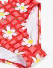 Frugi Amelia Daisy Print Swimsuit, Pink (PINK), large