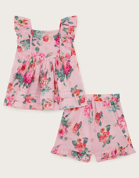 Baby Vintage Floral Top and Shorts Set, Pink (PINK), large