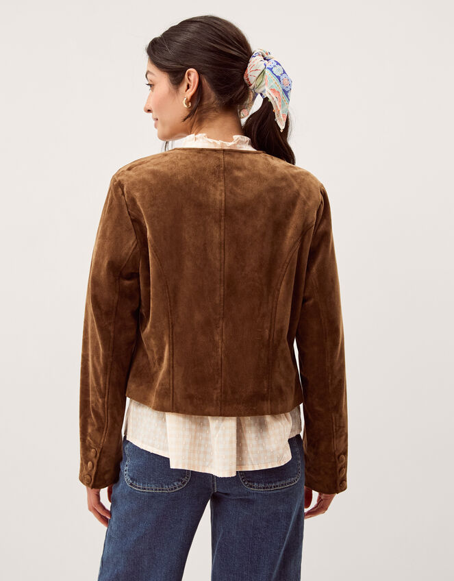 Isla Faux Suede Jacket, Brown (BROWN), large