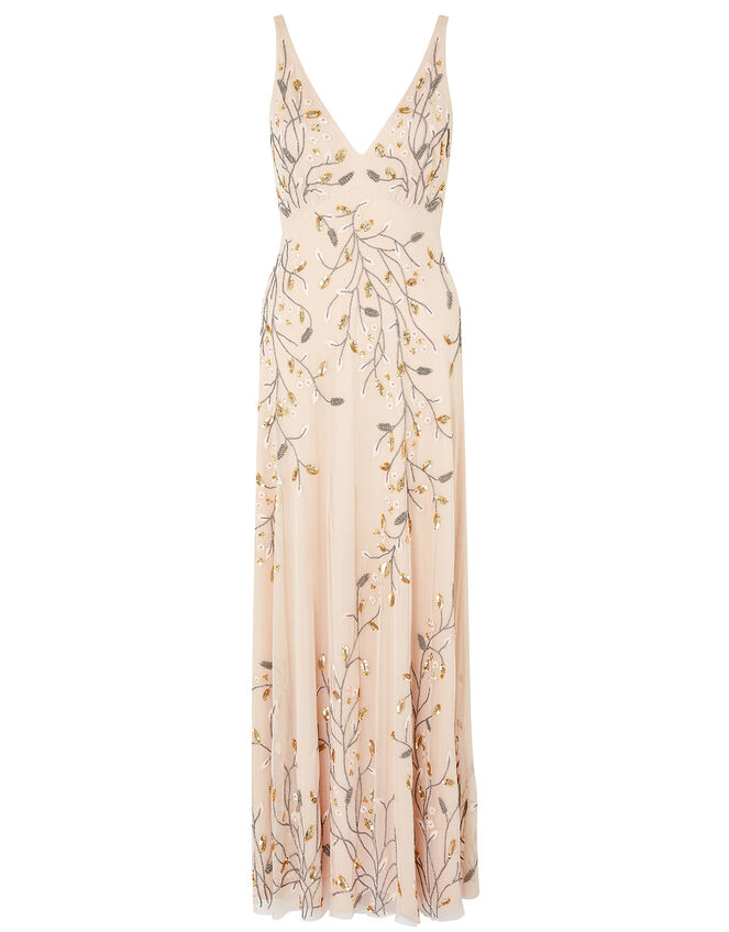 Malika Sleeveless Maxi Dress, Nude (NUDE), large