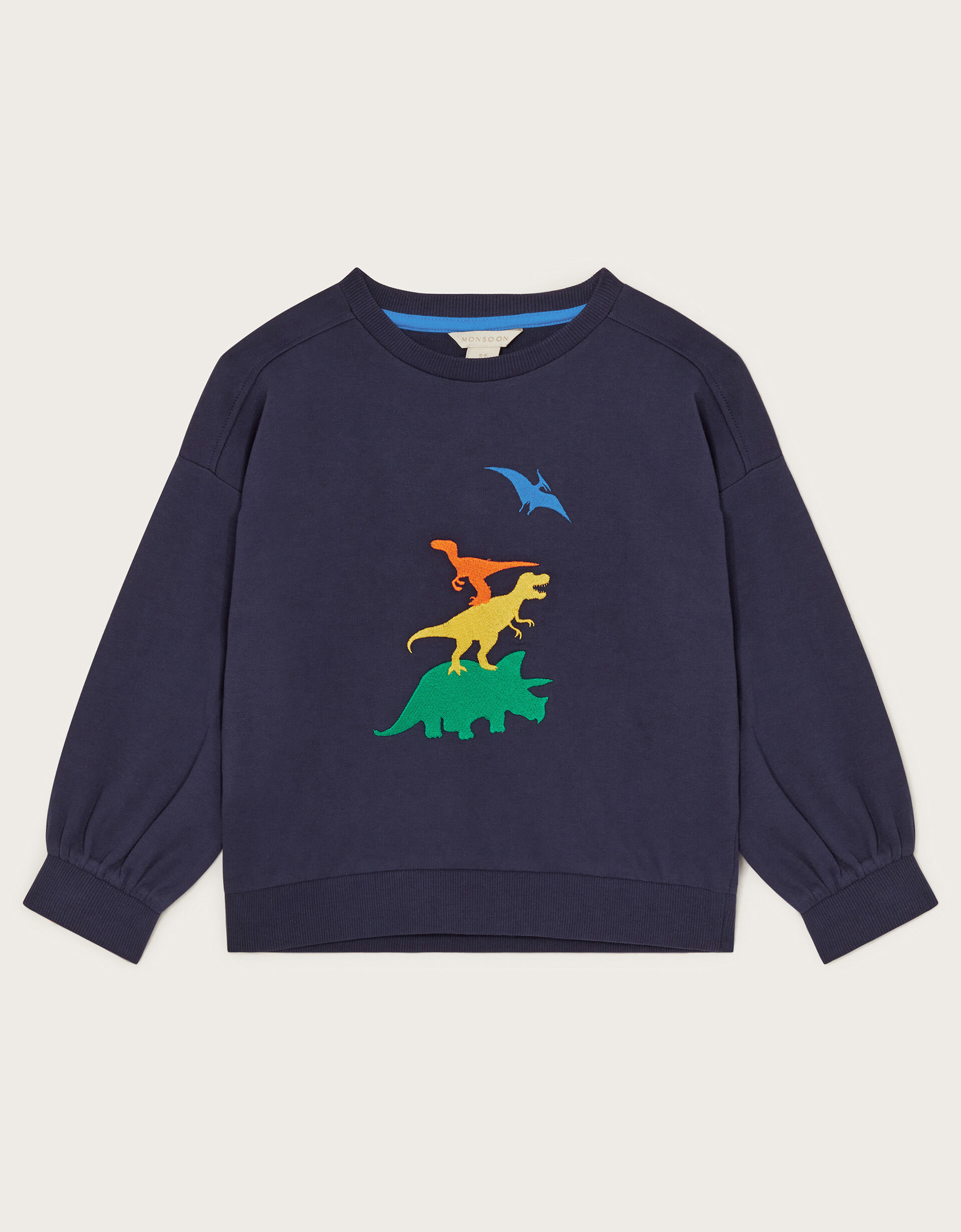 Embroidered Dinosaur Sweatshirt Blue
