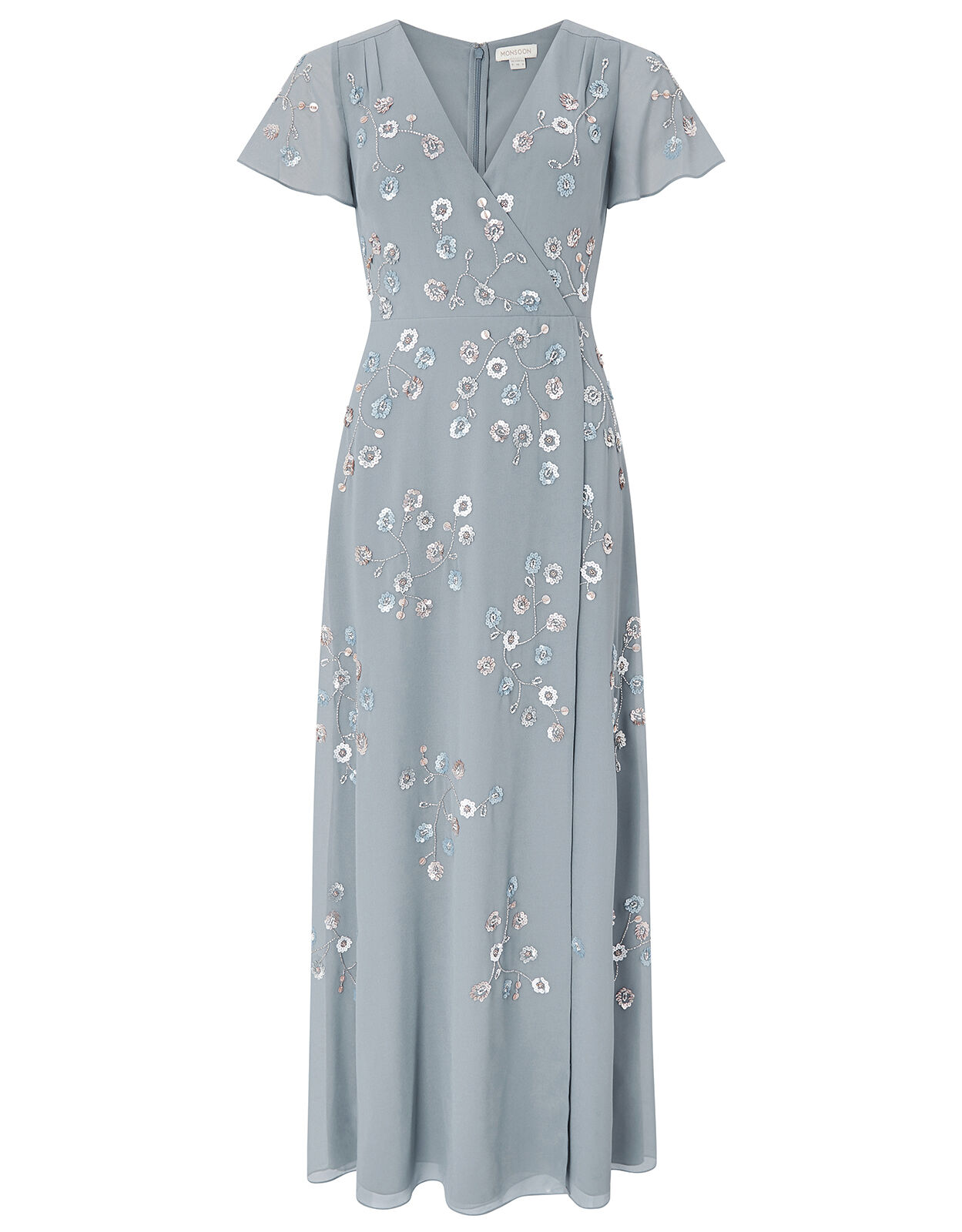 Ally Embellished Wrap Maxi Dress Grey