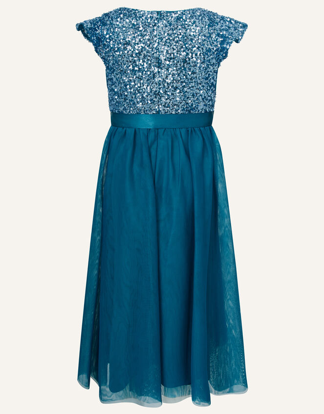 Truth Sequin Flutter Sleeve Dress, Teal (TEAL), large