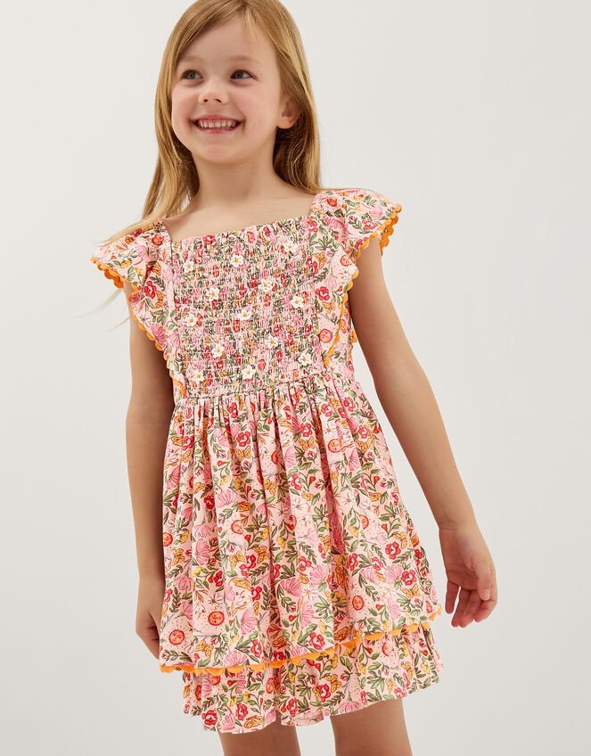 Floral Smocked Romper, Pink (PINK), large