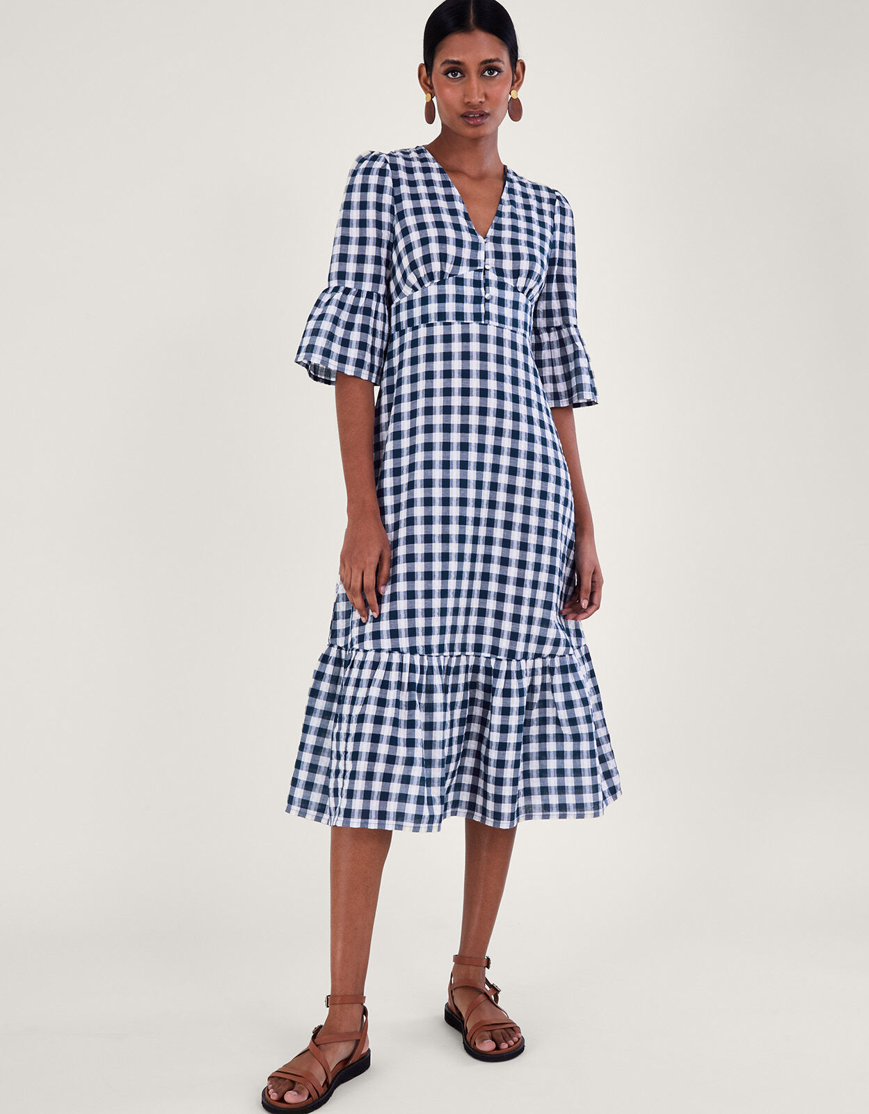 Midi gingham cheap dress