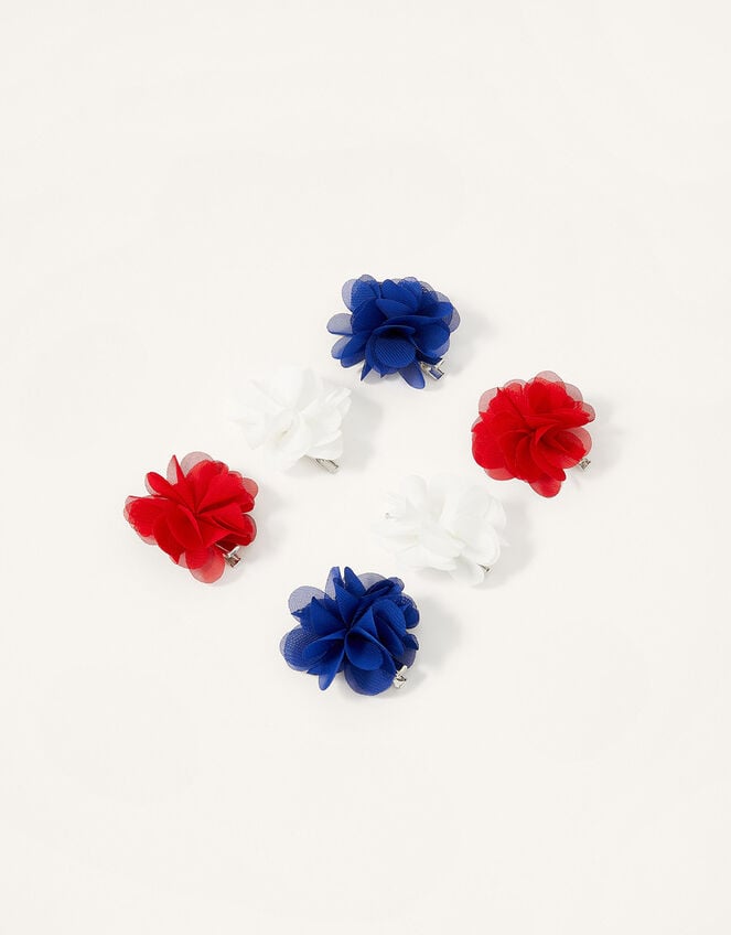 Pom-Pom Flower Hair Clips 6 Pack, , large