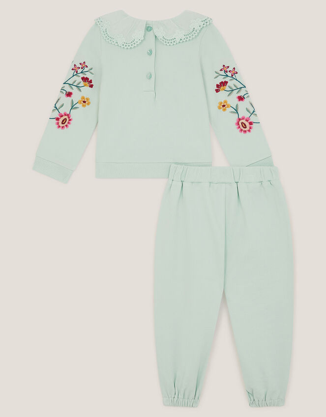 Baby Floral Embroidered Top & Sweatpants Set, Green (GREEN), large