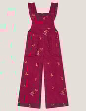 Embroidered Corduroy Dungarees, Red (BURGUNDY), large
