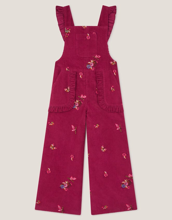Embroidered Corduroy Dungarees, Red (BURGUNDY), large
