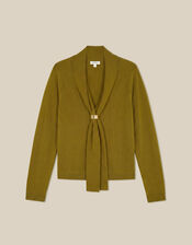 Tilly Neck Tie Jumper, Green (OLIVE), large