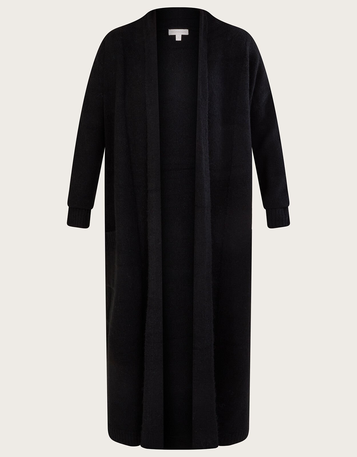 Longline Pocket Cardigan with Recycled Polyester Black Cardigans