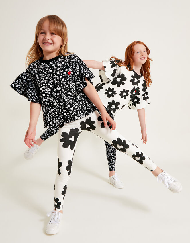 2-Pack Floral Print T-Shirts, Black (BLACK), large