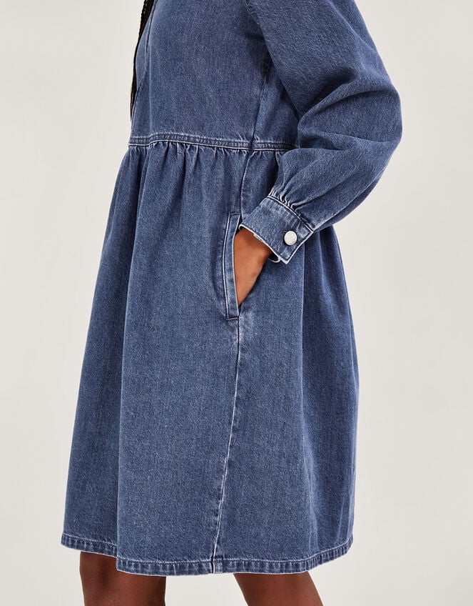 Alana Shirt Zip Denim Dress, Blue (DENIM BLUE), large