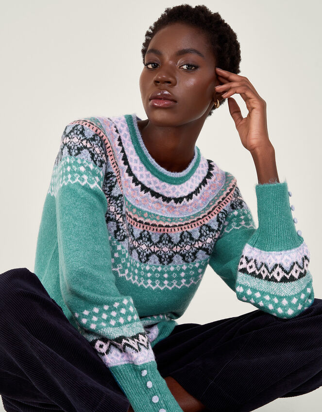 Fair Isle Sweater Teal | Knitwear | Monsoon US.