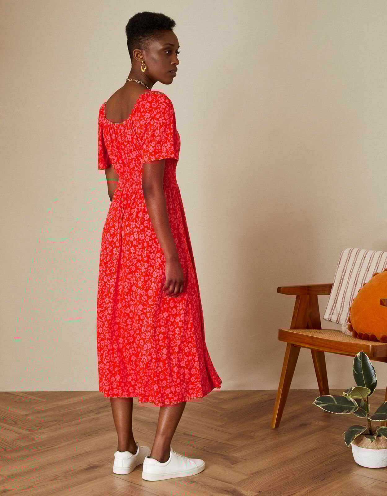 Monsoon oana print tea on sale dress