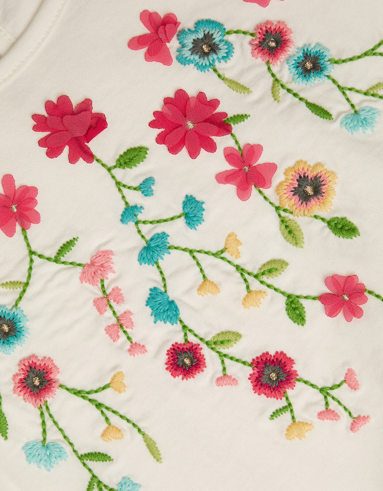 Floral Embroidered Top White