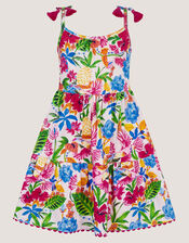 Tropical Print Jersey Dress, Multi (MULTI), large