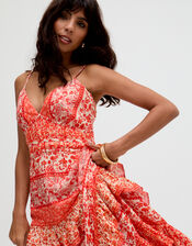 Raffya Feifei Floral Ruffle Maxi Dress, Red (RED), large