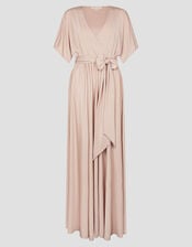 Jillian Drape Tie Waist Bridesmaid Dress, Pink (PINK), large