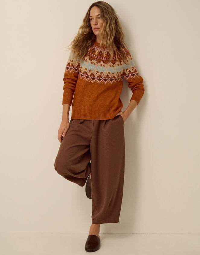 Frey Fair Isle Jumper, Orange (RUST), large