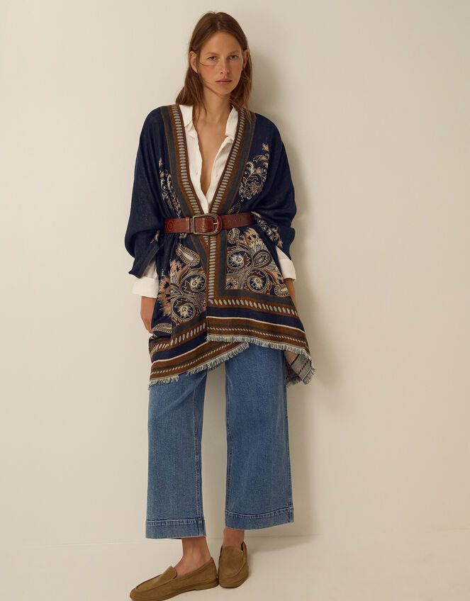 Crissy Jacquard Poncho, , large