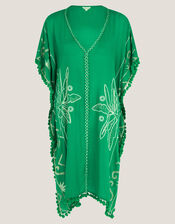 Penny Tassel Embroidered Kaftan, Green (GREEN), large