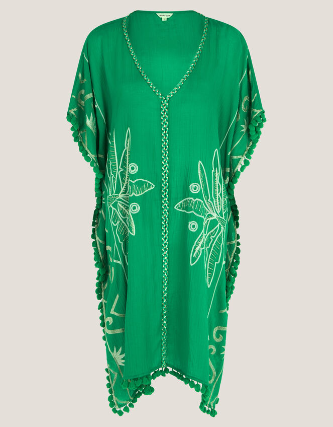Penny Tassel Embroidered Kaftan, Green (GREEN), large
