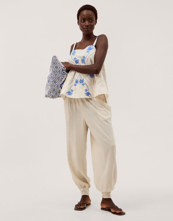 Reese Linen Blend Harem Pants, Natural (NATURAL), large