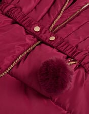 Faux Fur Padded Coat, Red (BURGUNDY), large