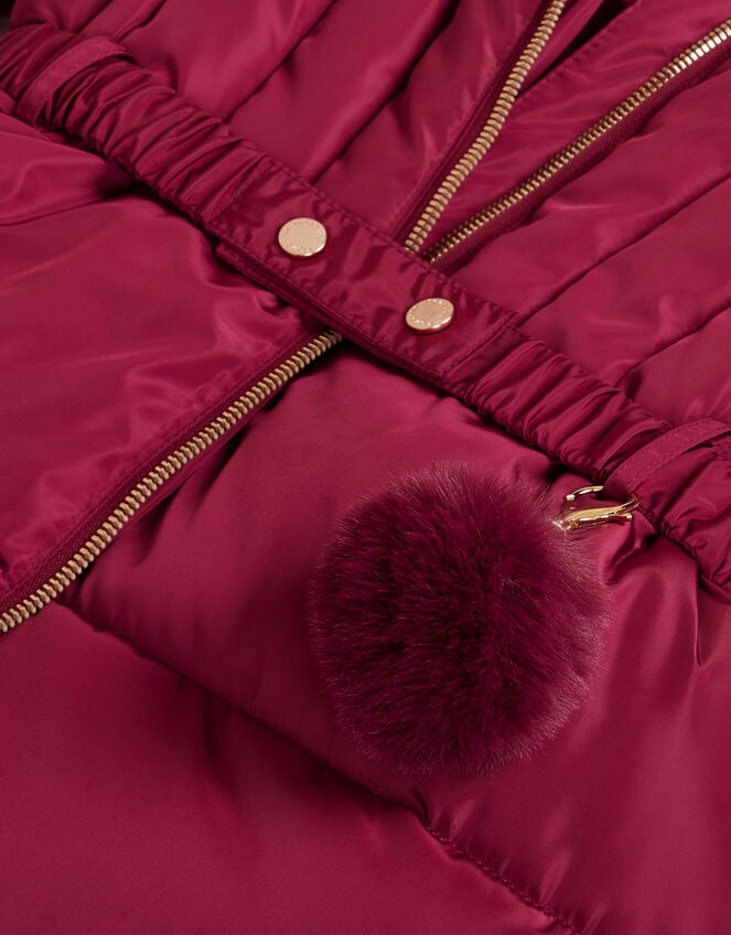 Faux Fur Padded Coat, Red (BURGUNDY), large