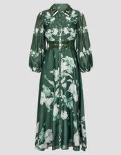 Amari Floral Midi Shirt Dress, Green (DARK GREEN), large