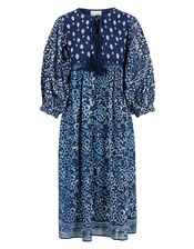 Dilli Grey Paisley Midi Dress, Blue (INDIGO), large
