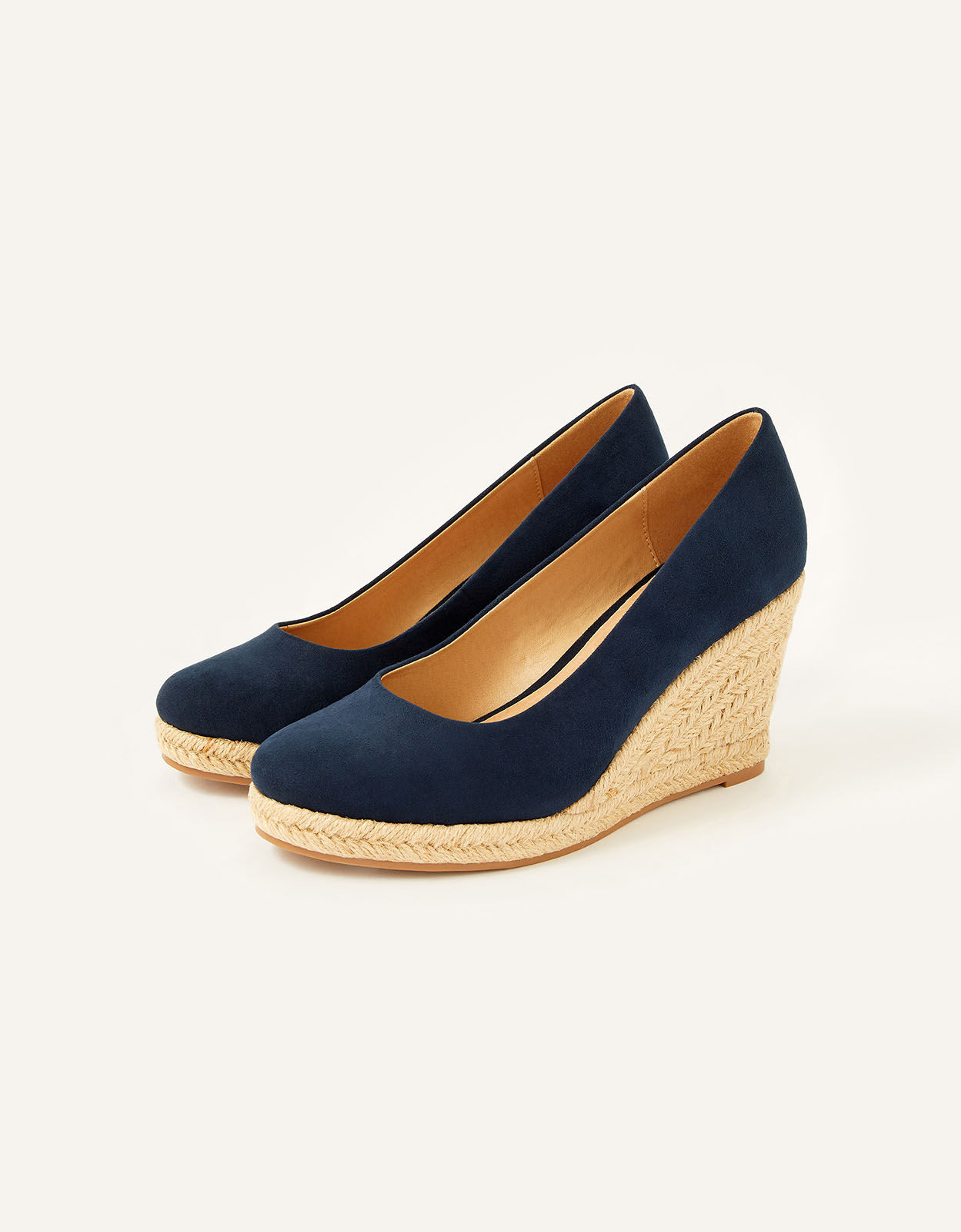 Navy blue espadrille top wedges