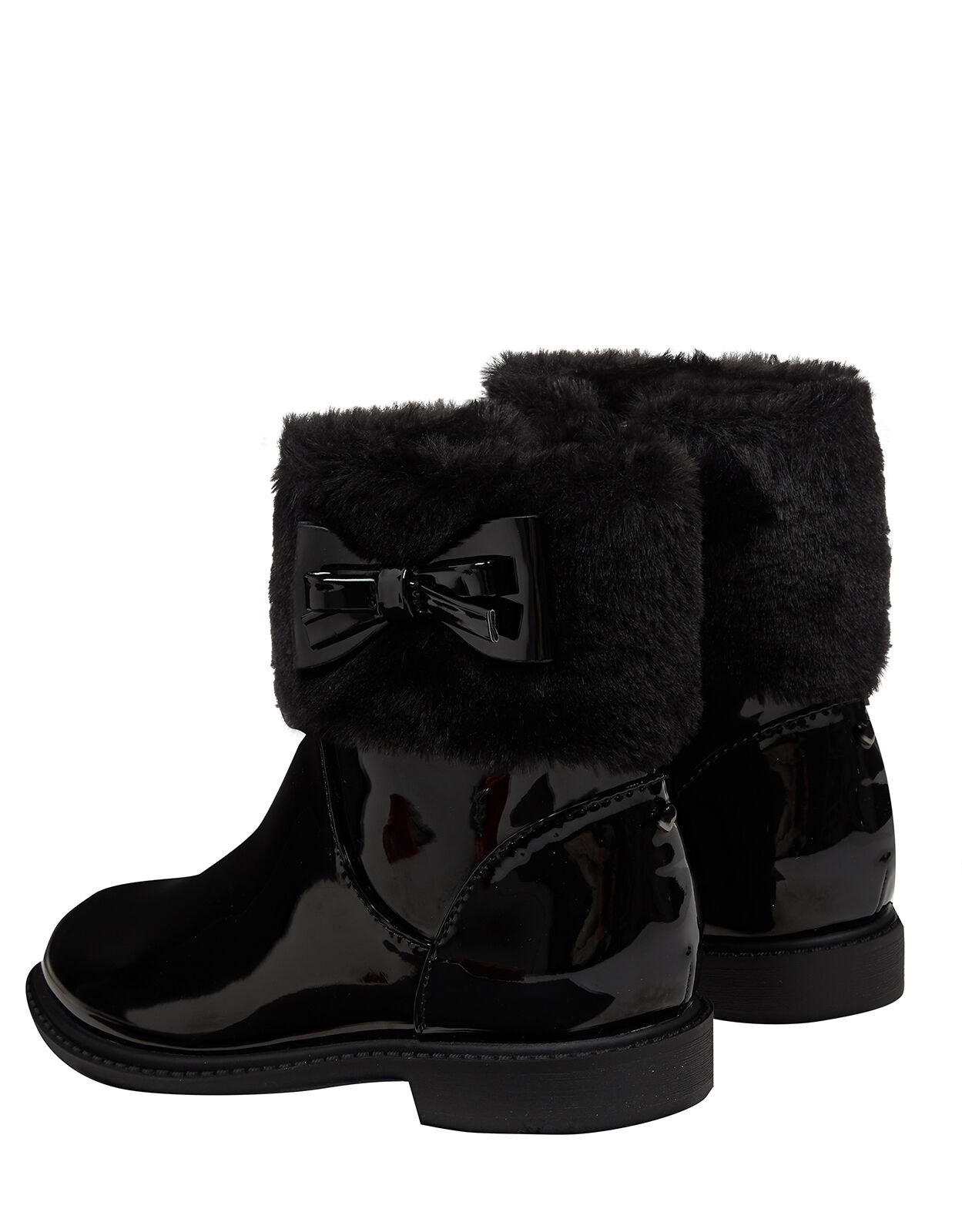 black fluffy ankle boots