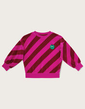 Diagonal Stripe Velour Top, Pink (PINK), large