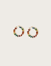 Multi Gem Hoop Earrings, , large