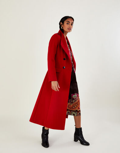 Vanessa Skirted Coat in Wool Blend Red, Red (RED), large