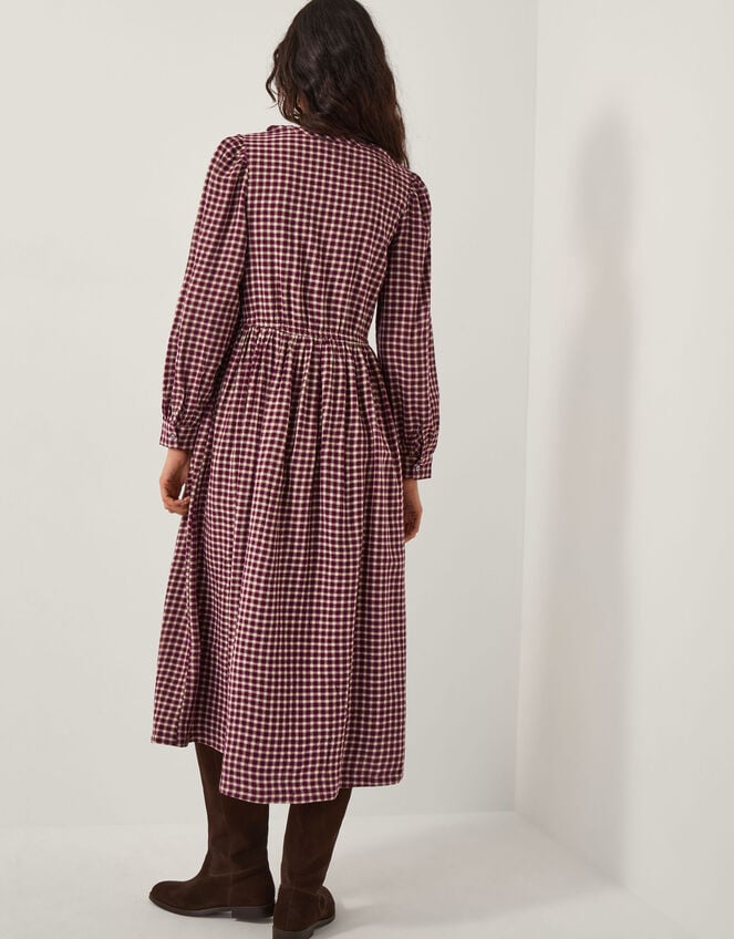 Agatha Tie Front Check Midi Dress, Red (CHERRY), large