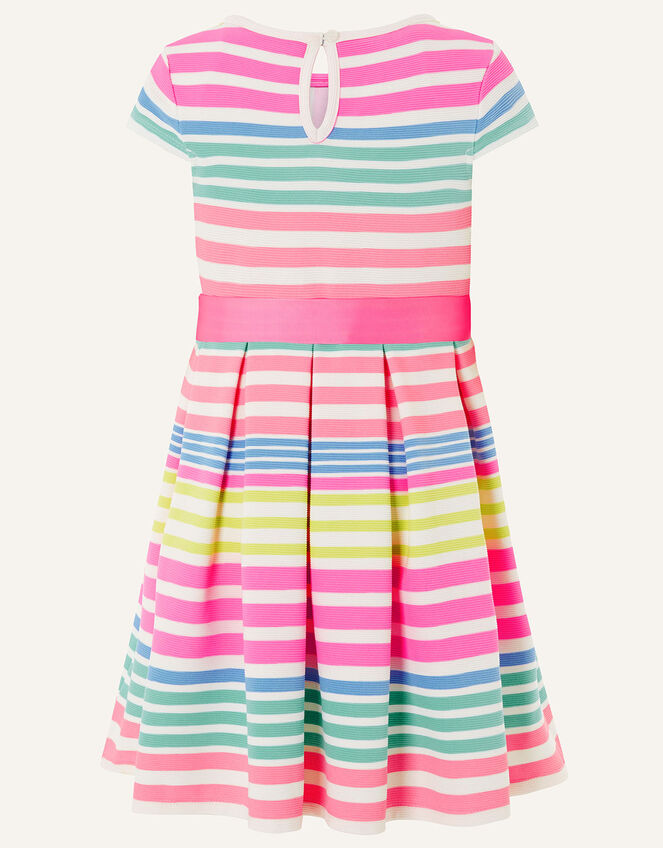 Stripe Pleated Ponte Dress, Multi (MULTI), large