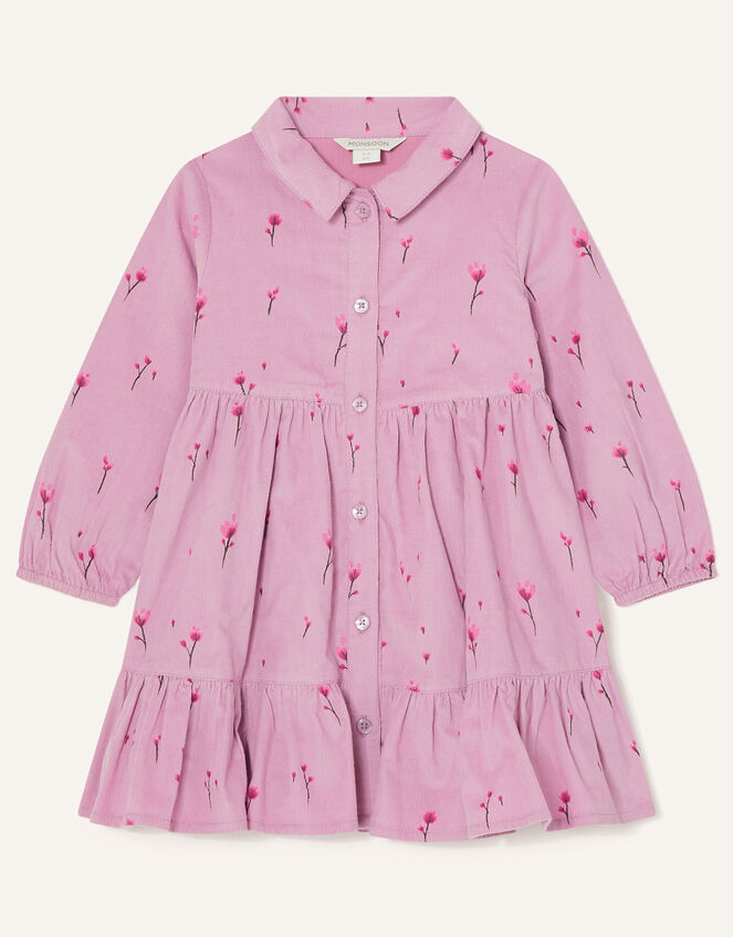 Baby Floral Cord Shirt Dress, Purple (LILAC), large